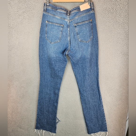 Zara Womens Jeans Sz 8 Blue Denim Split Inside Hem 90's High Waisted Stretch - Picture 7 of 11